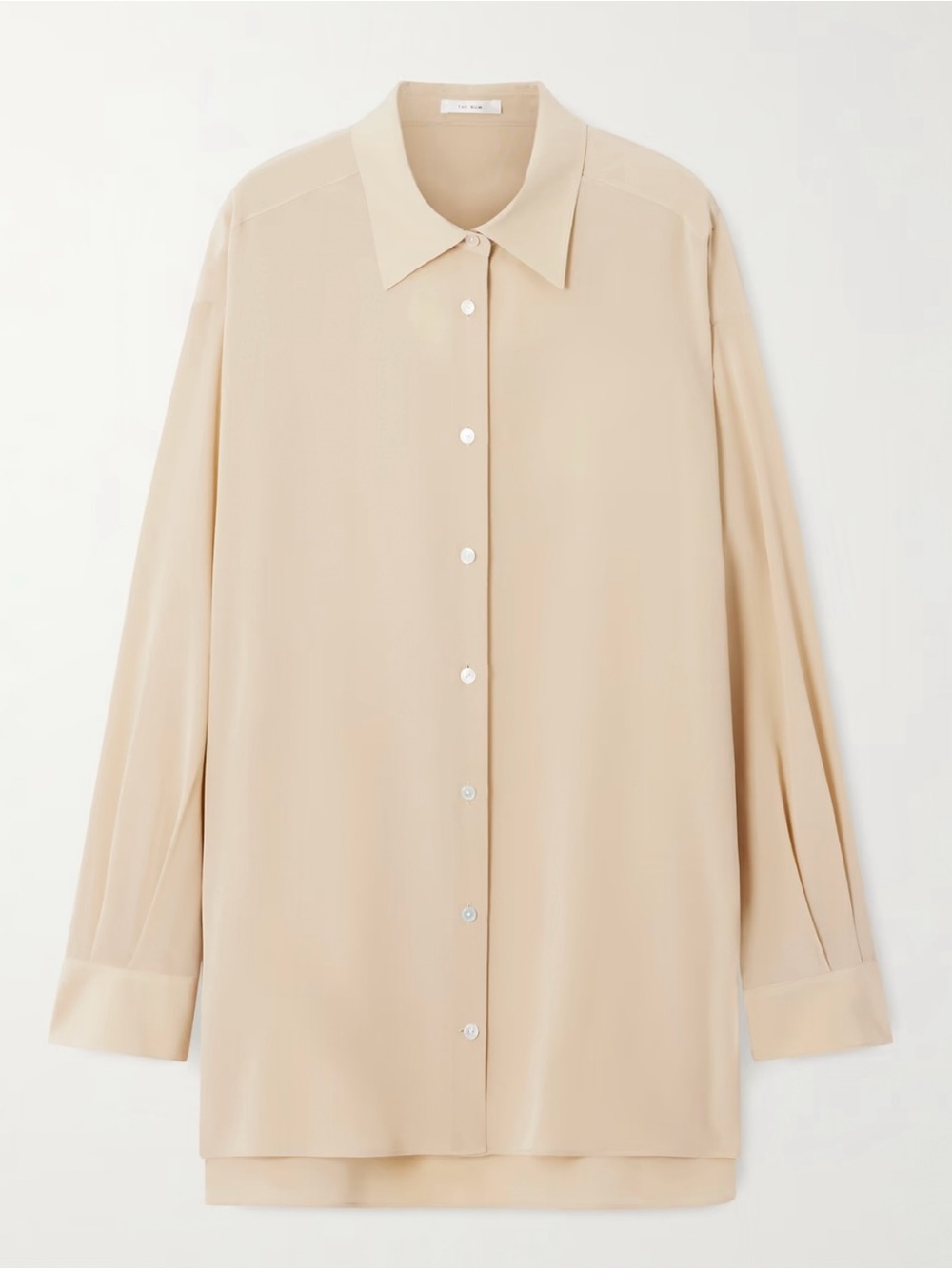 The Row Oversized Cream Button-Front Shirt Jacket